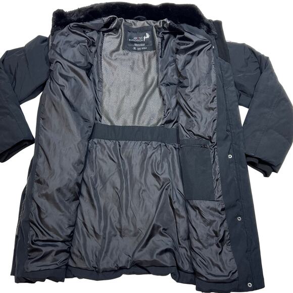 Arctic Expedition Down Black Parka Coat Women Large Designed in Canada - Picture 5 of 10